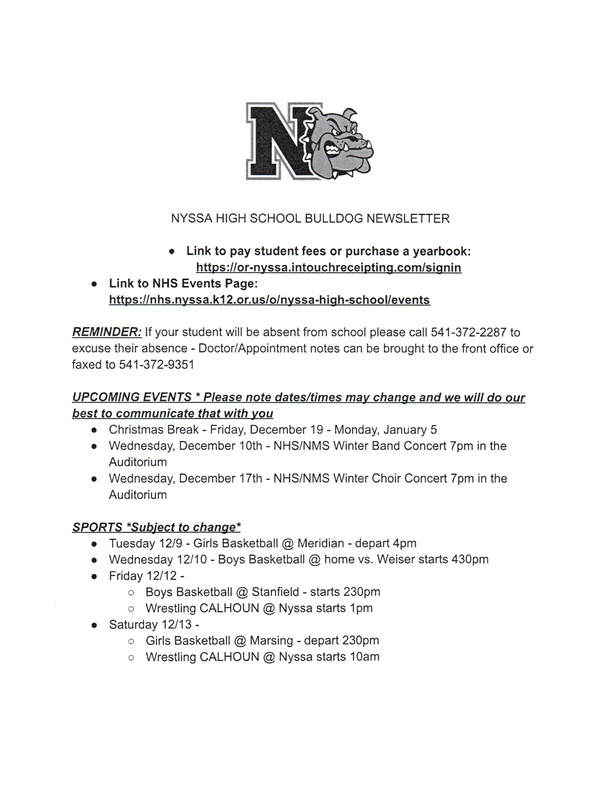 NHS Weekly Newsletter