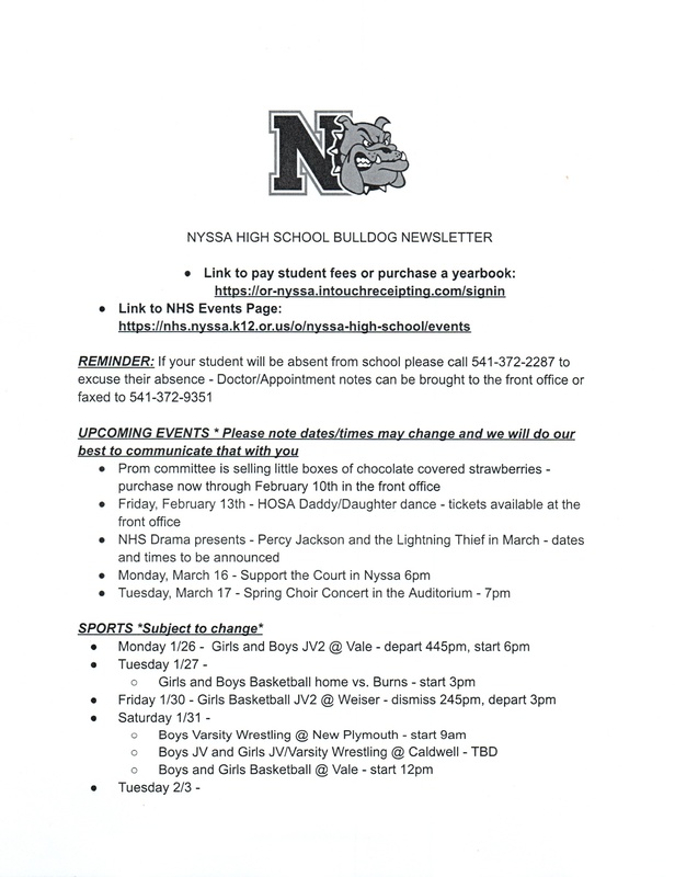 NHS Weekly Newsletter