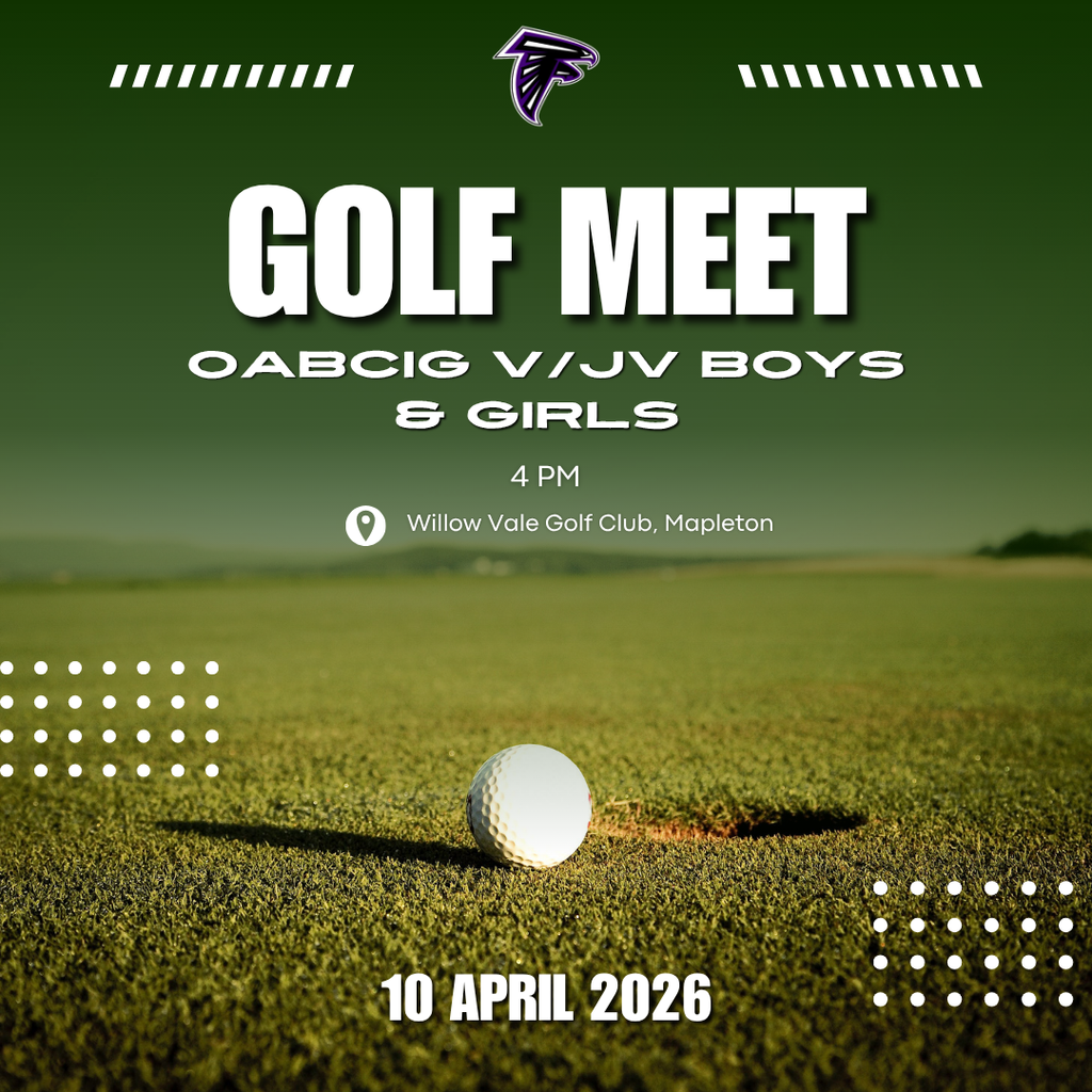 OABCIG Golf Meet  V/JV Boys & Girls teams  at Willow Vale Golf Club, today in  Mapleton, 4:00 PM
