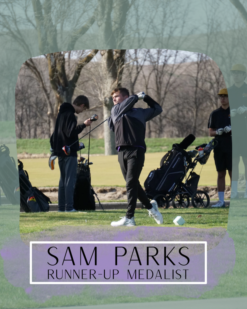 Boys Golf Runner-up medalist Sam Parks at Mapleton meet.