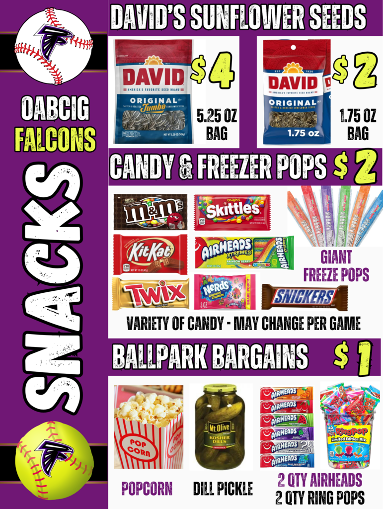 Baseball Concession Snacks