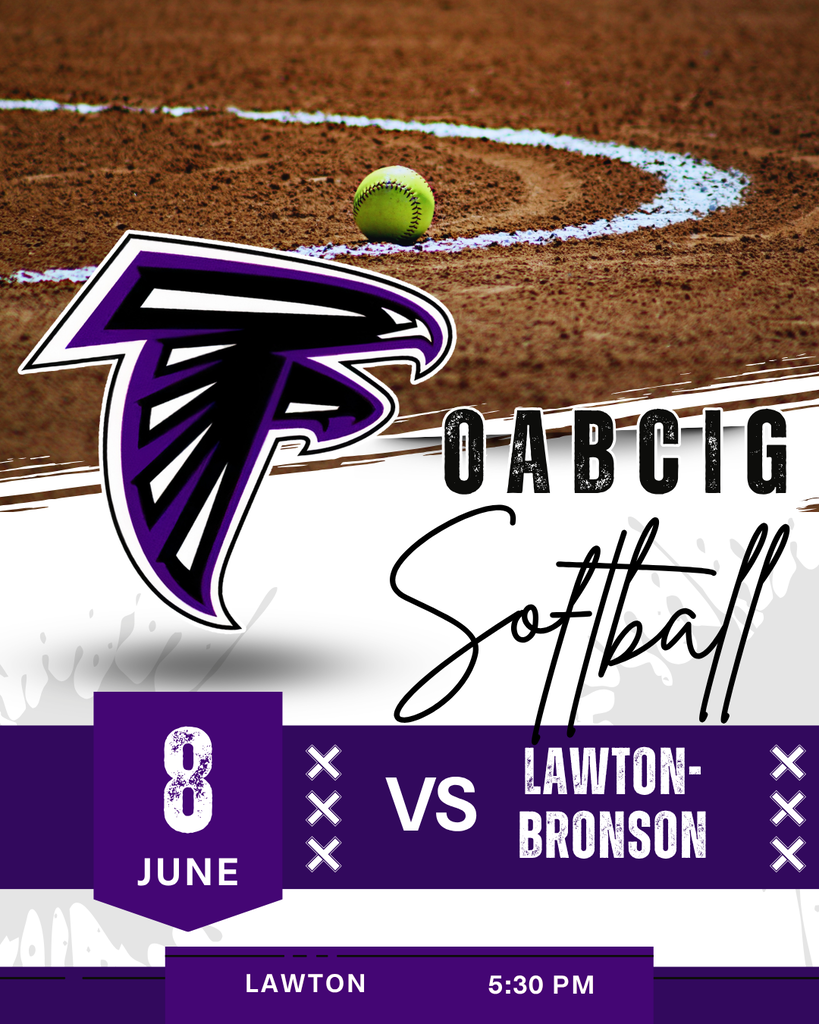 6/8 Softball vs Lawton-Bronson in Lawton at 5:30 PM
