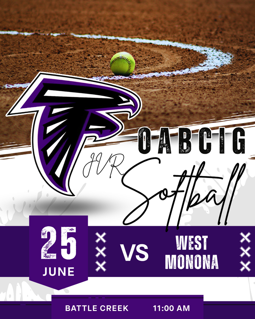 6/25 OABCIG JVR Softball vs West Monona in Battle Creek at 11 AM