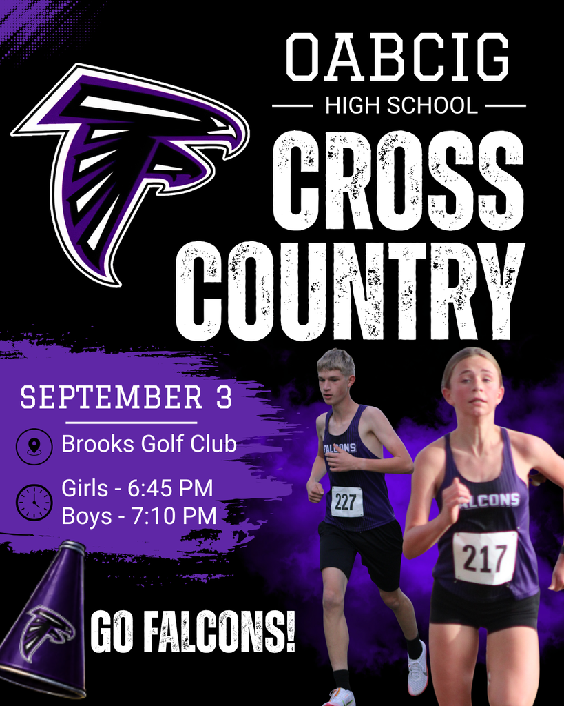 OABCIG High School Cross Country 9/3 at Brooks Golf Club. Girls at 6:45 PM, Boys at 7:10 PM