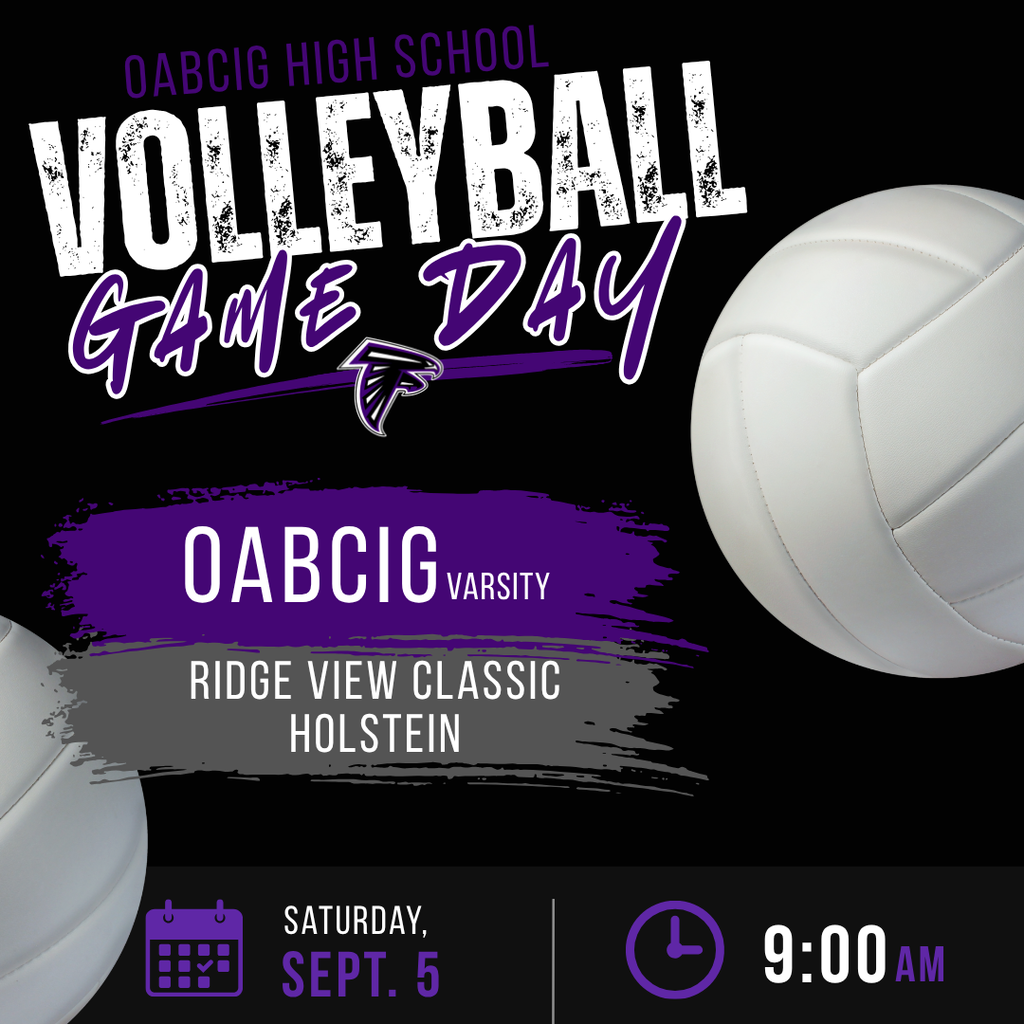 Varsity Volleyball to Ridge View Classic in Holstein 9/5 at 9 PM
