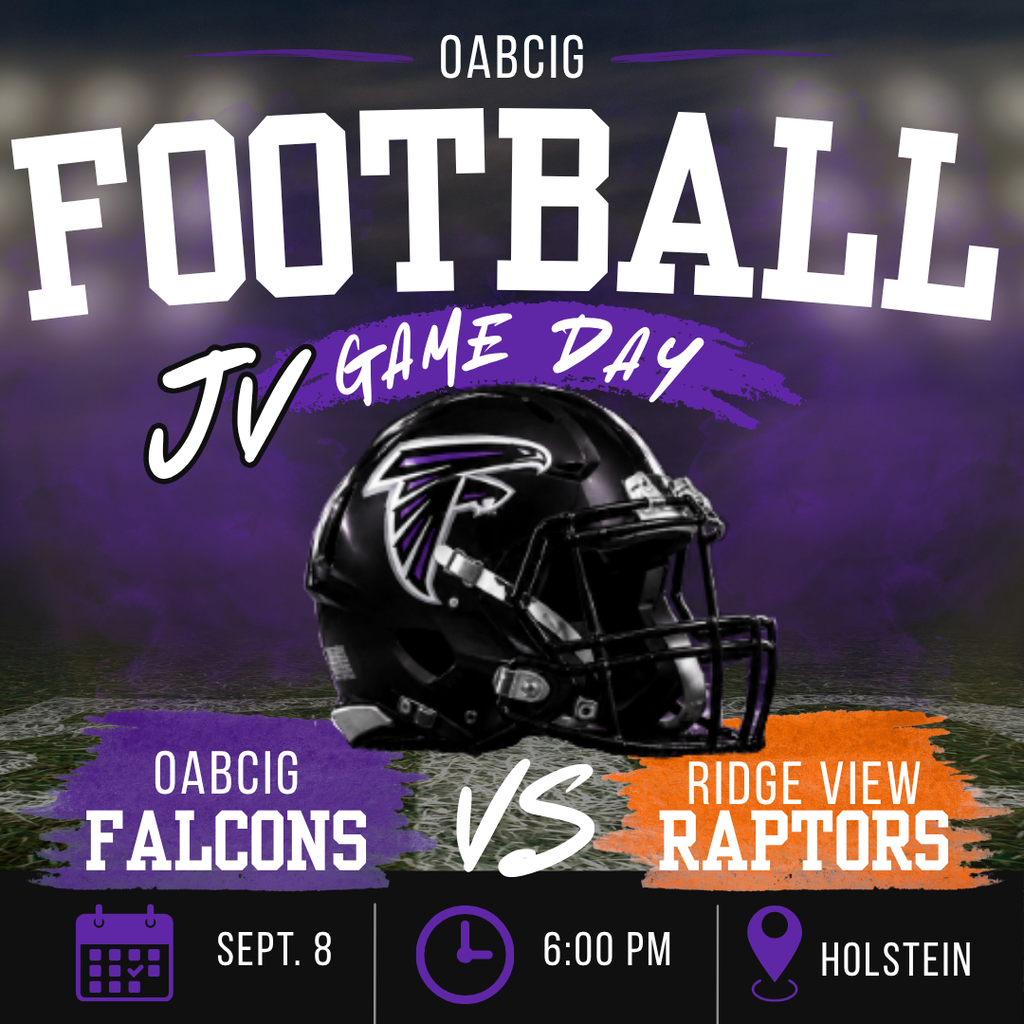 OABCIG JV Football vs Ridge View 9/8, 6 PM in Holstein
