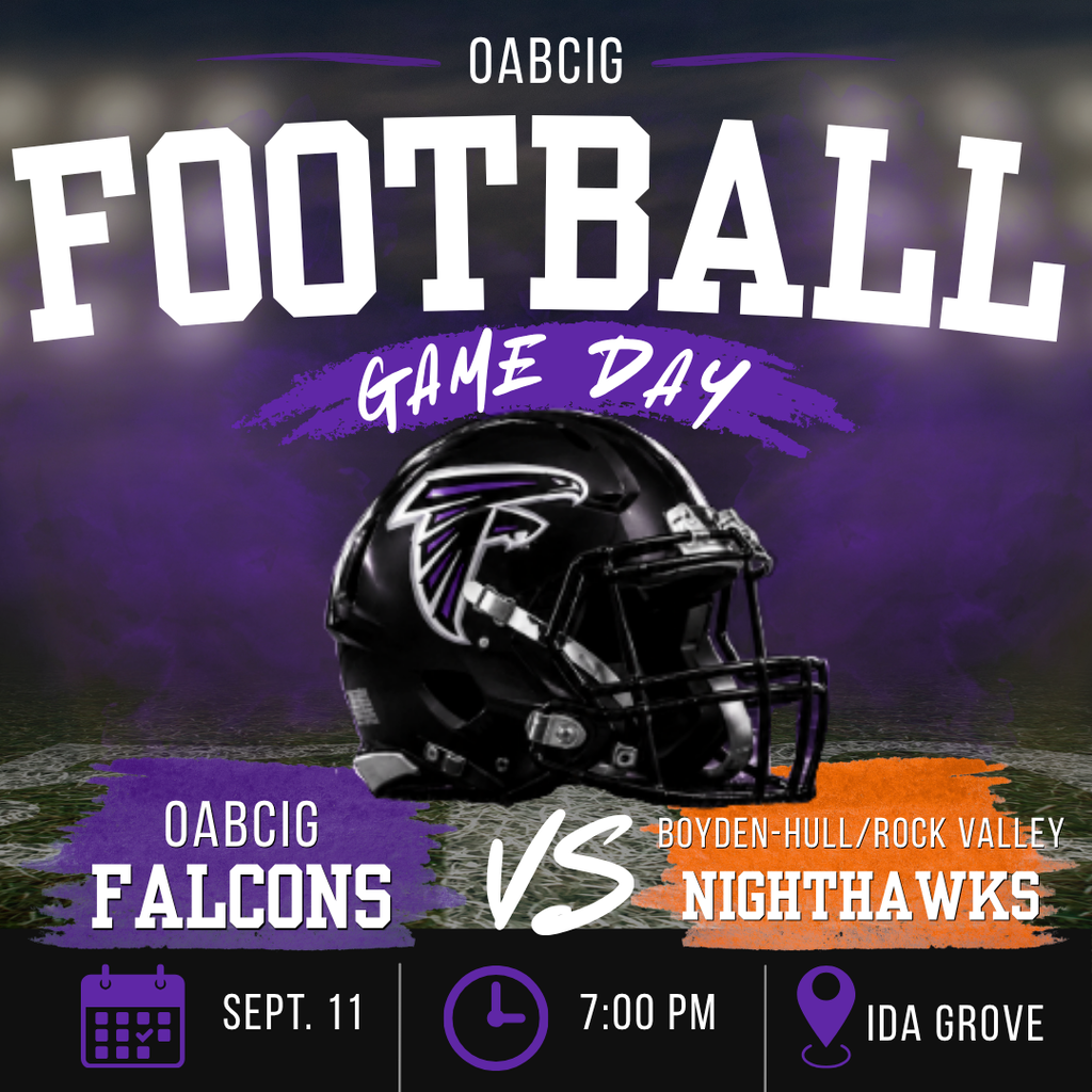 OABCIG Football vs Boyden-Hull/Rock Valley 9/11 at 7 PM in Ida Grove