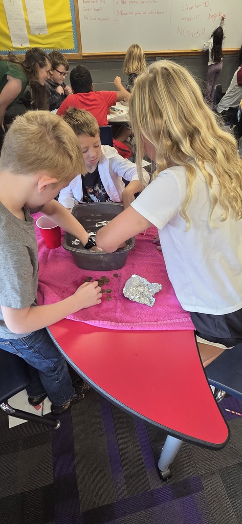 3rd Grade did a fun activity with Mrs. Masters. Students were given a challenge to design and build a boat out of one piece of tin foil. Then they had to see how many pennies it could hold. They worked together to design, create and re-create their designs!