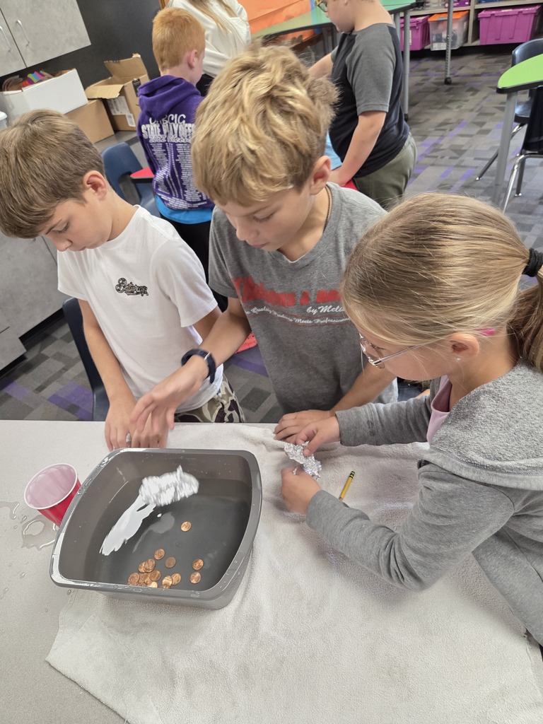 3rd Grade did a fun activity with Mrs. Masters. Students were given a challenge to design and build a boat out of one piece of tin foil. Then they had to see how many pennies it could hold. They worked together to design, create and re-create their designs!