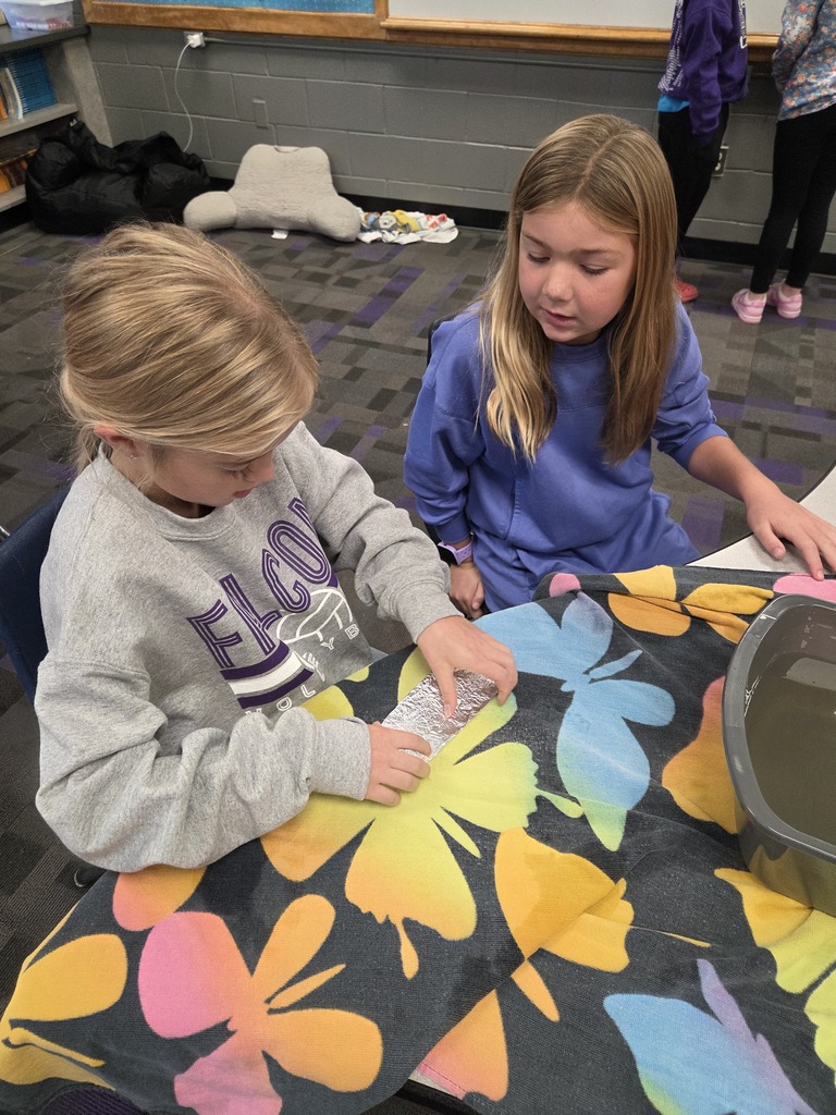 3rd Grade did a fun activity with Mrs. Masters. Students were given a challenge to design and build a boat out of one piece of tin foil. Then they had to see how many pennies it could hold. They worked together to design, create and re-create their designs!