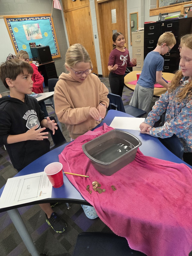 3rd Grade did a fun activity with Mrs. Masters. Students were given a challenge to design and build a boat out of one piece of tin foil. Then they had to see how many pennies it could hold. They worked together to design, create and re-create their designs!