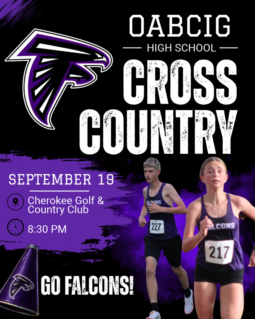 OABCIG Cross Country at Cherokee Lighted Meet at 8:30 PM /Cherokee Golf & Country Club. September 19