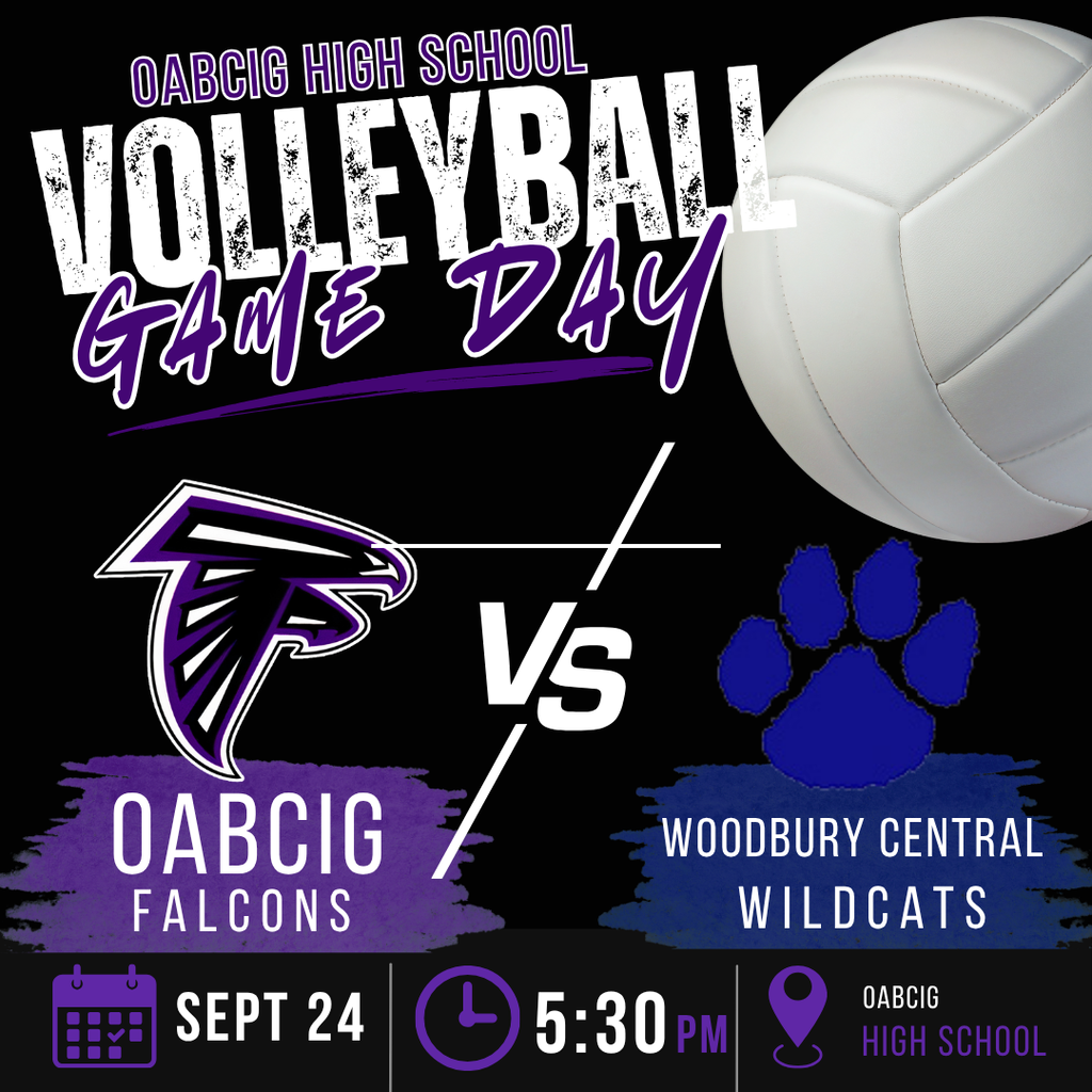 OABCIG High School Volleyball game vs Woodbury Central at Home starting at 5:30 PM