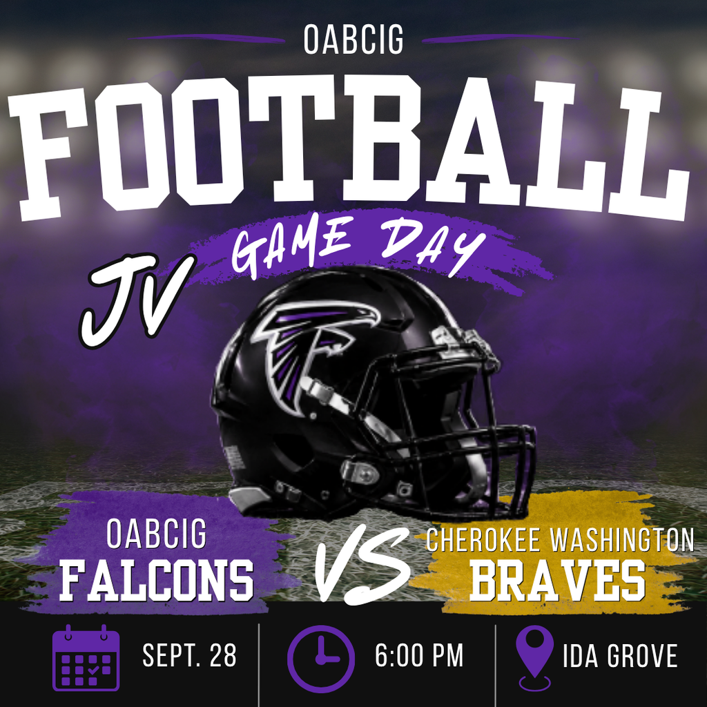 OABCIG JV Football vs Cherokee Washington at 6 PM in Ida Grove 9/28