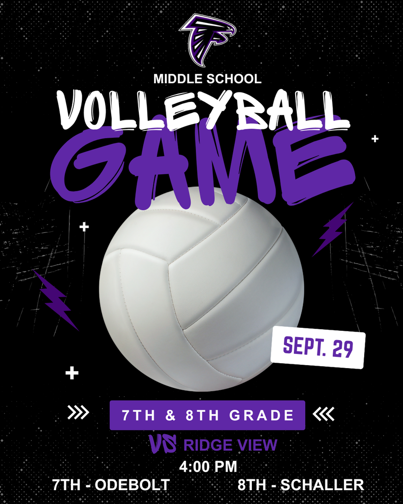 OABCIG Middle School Volleyball vsRidge View at 4 PM 7th in Odebolt/ 8th in Schaller 9/29