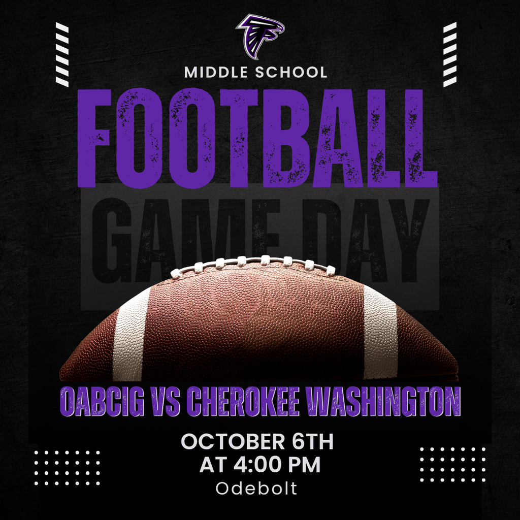 OABCIG Middle School Football vs Cherokee Washington in Odebolt at 4 PM 10/6