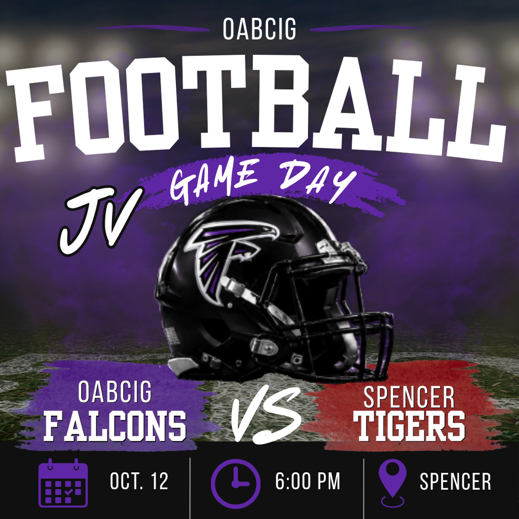 OABCIG jv Football vs Spencer, October 12 at 6 PM in Spencer