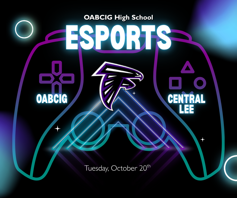 OABCIG High School ESports vs Central Lee at 4 PM-10/20