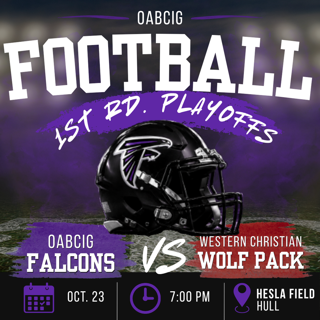 OABCIG in 1st Rd. Playoffs vs Western Christian in Hull, IA at 7 PM