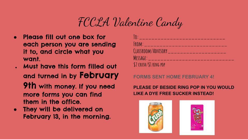 Family Career and Community Leaders of America Valentine fundraiser