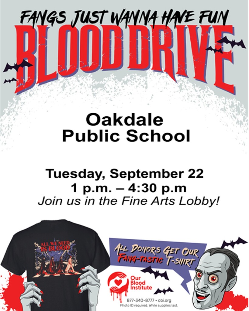 Blood Drive at Oakdale Tomorrow