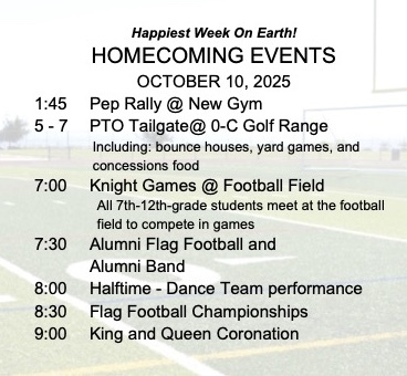 Homecoming Events Schedule