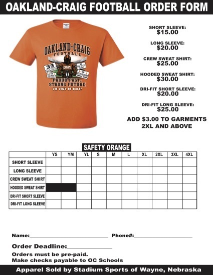 FB shirt order form
