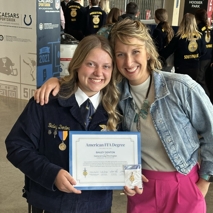 O-C graduated, Bailey Denton, received the American Degree. This is the highest degree.FFA bestows upon its members.