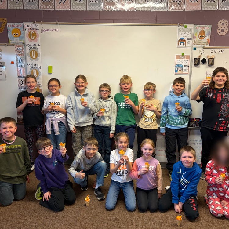 third grade class with their Olympic Torch inspired snack