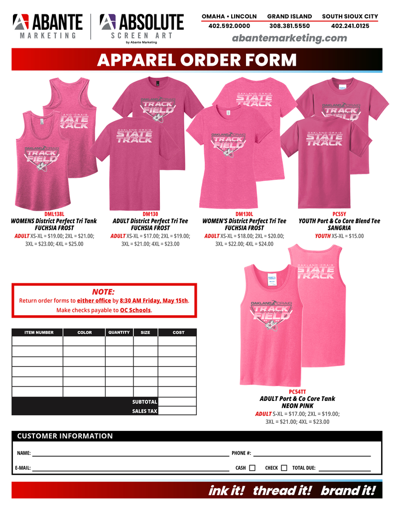 State Track Order Form