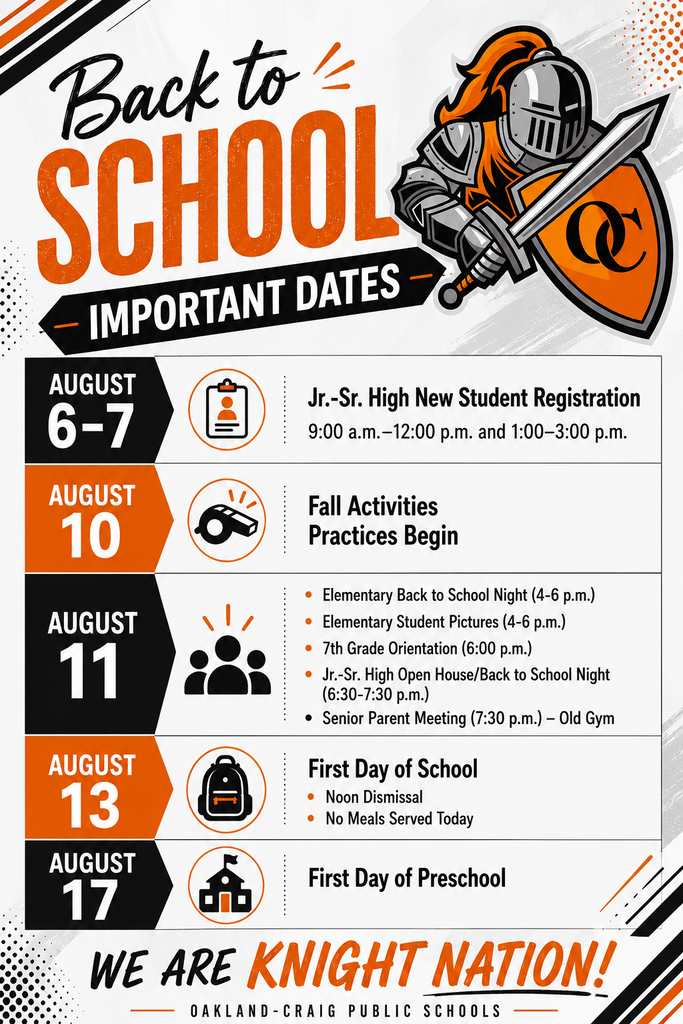 Back to School Important Dates 2026-2027