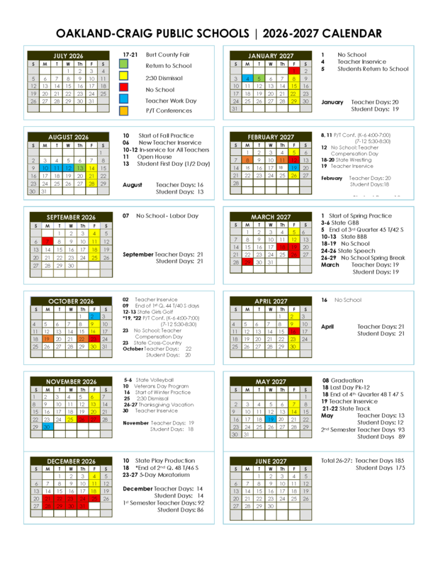 2026-2027 Calendar