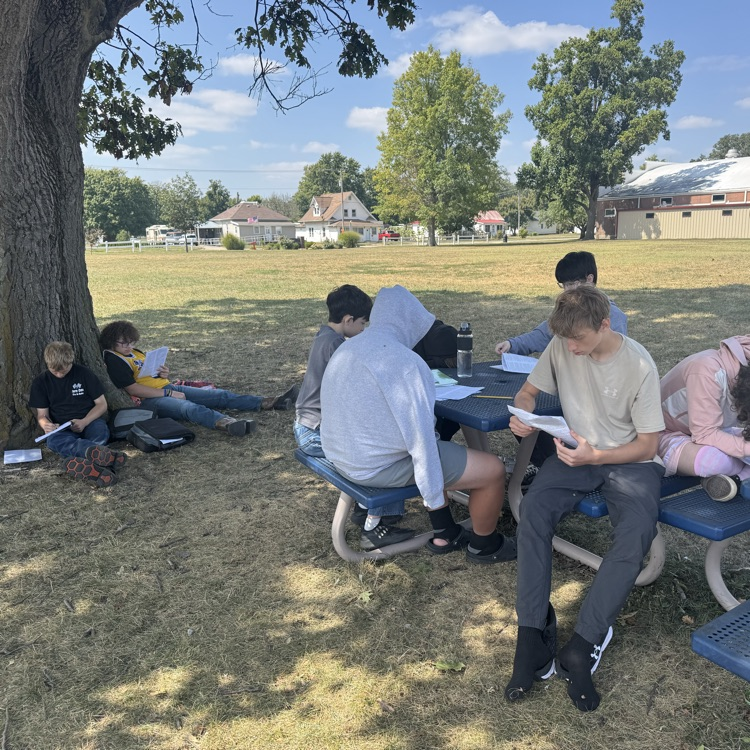 students reading