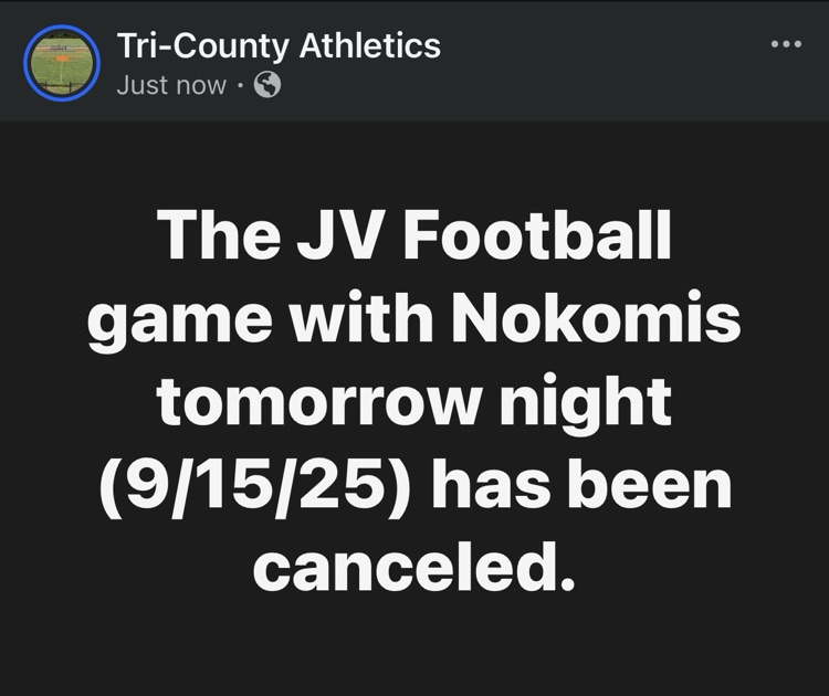 JV Football Game has been canceled