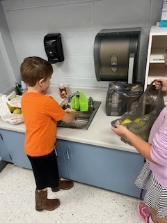 Washing the apples! 
