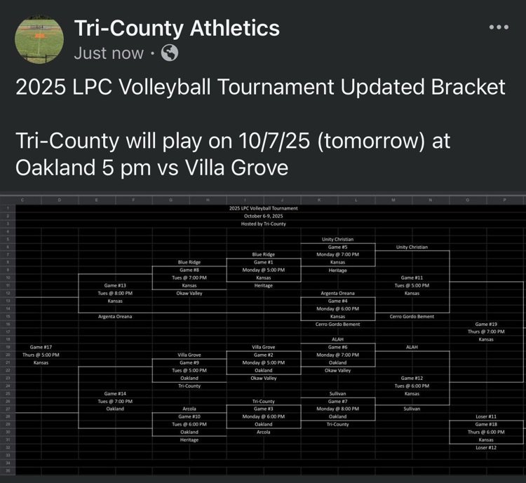 2025 LPC Volleyball Tournament Updated Bracket 