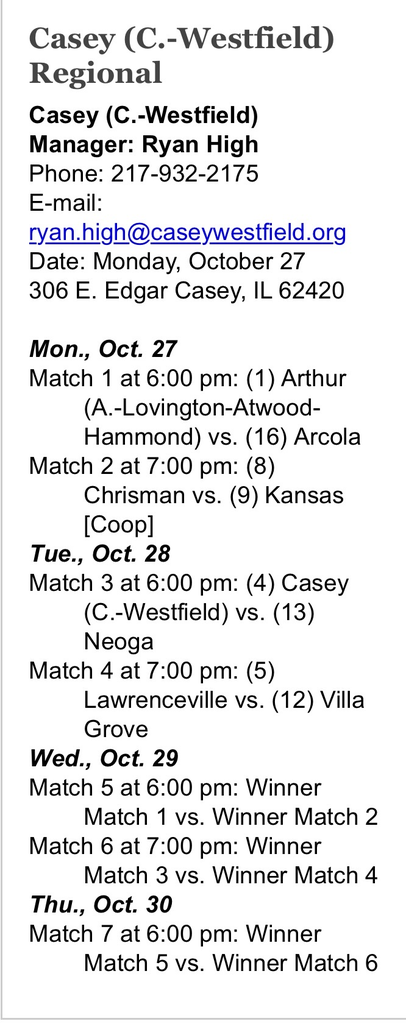 HS Volleyball Regional at Casey-Westfield