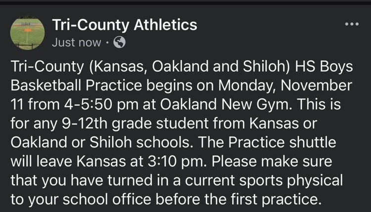 Tri-County HS Boys Basketball Practice starting
