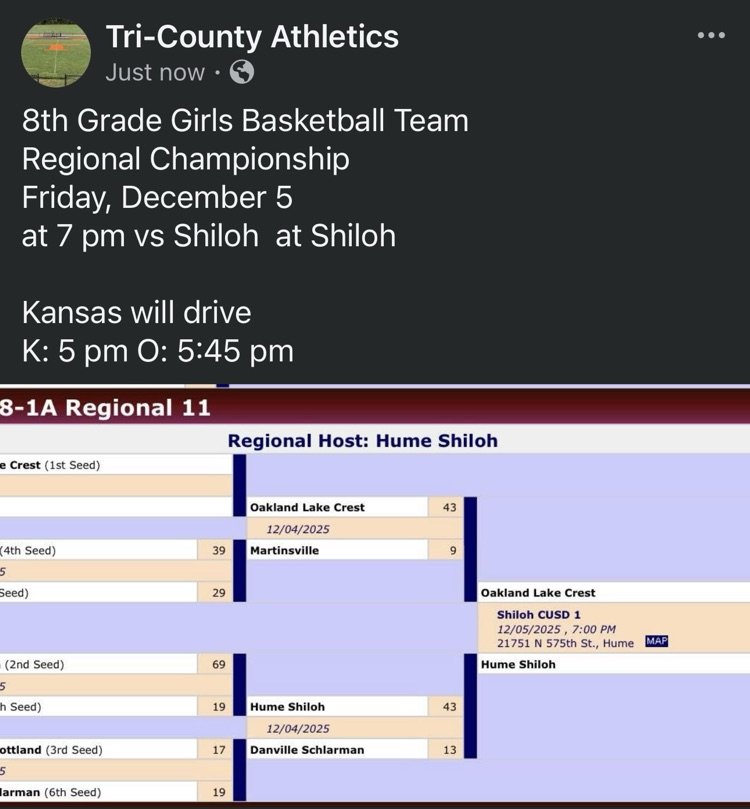 Tri-County 8th Grade Girls Basketball  Team playing for Regional Championship