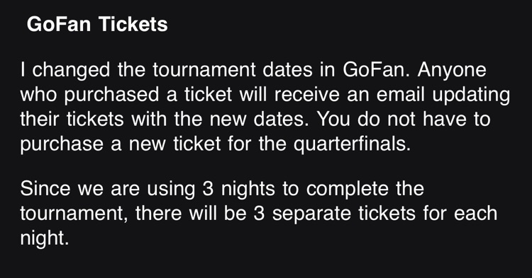 Go Fan ticket information for 8th Grade Girls Basketball State Tournament