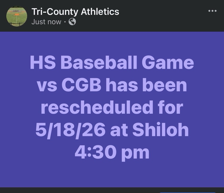 HS Baseball Game is rescheduled 
