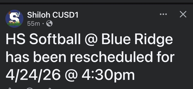 HS Softball Game rescheduled 