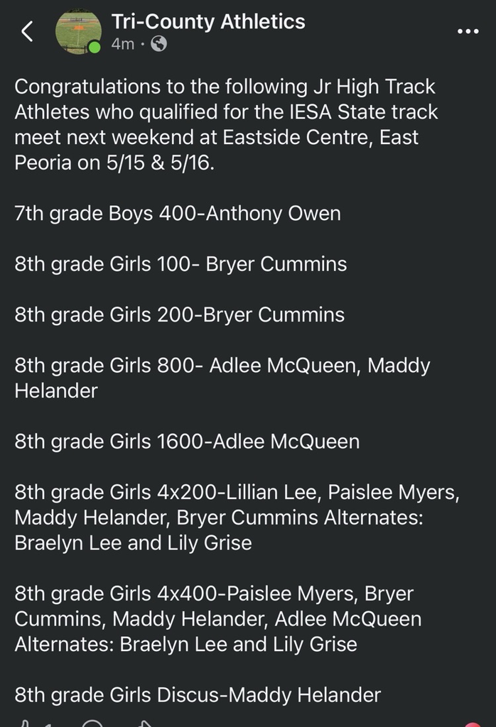 Jr High Sectional Track Results