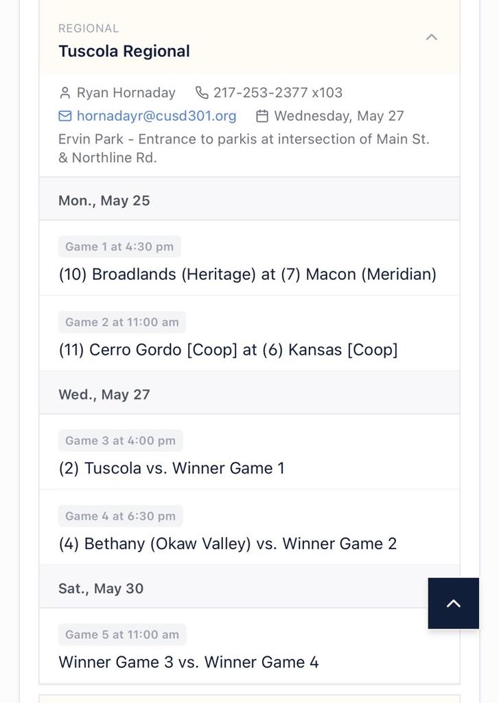 HS Baseball Regional Bracket