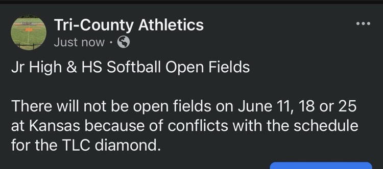 Jr High & HS Softball Open Fields