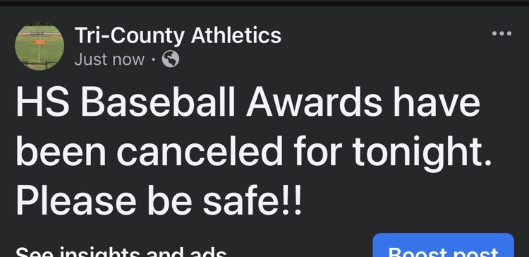 HS Baseball Awards Night has been canceled for tonight