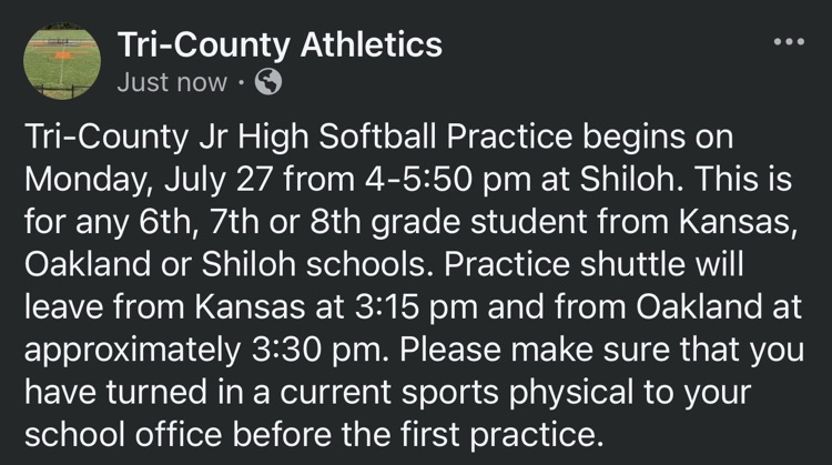 Jr High Softball Practice