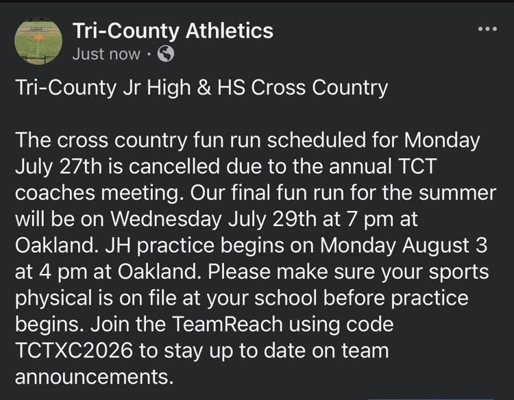 Tri-County Jr High & HS Cross Country