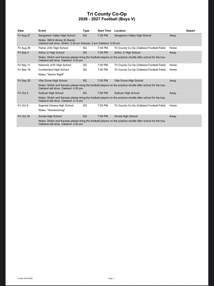 Football Schedule 