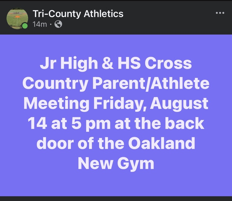 jr high & HS Cross Country Parent/Athlete Meeting